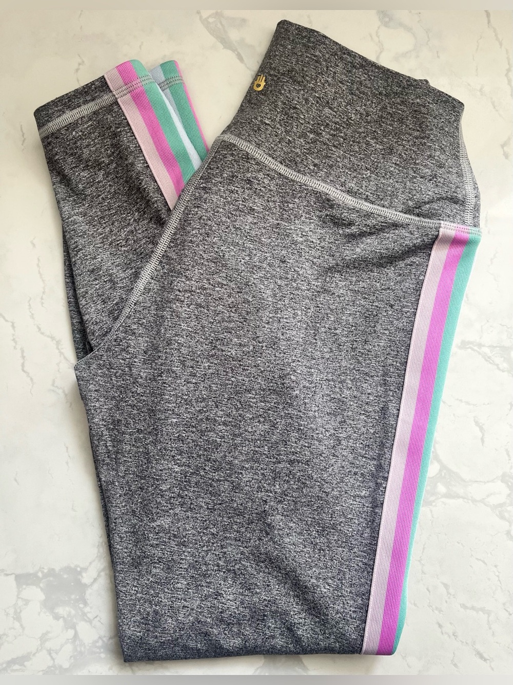 Spiritual Gangster - Heathered Grey Athletic Leggings - Size Medium